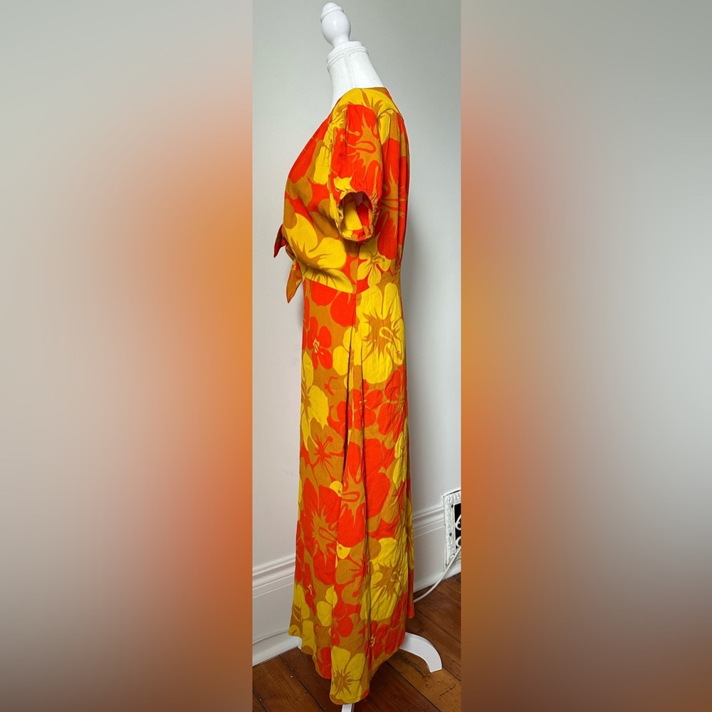 FAITHFULL THE BRAND Mailee Vibrant Floral Midi Tropical Vacation Dress Size L - Picture 6 of 9